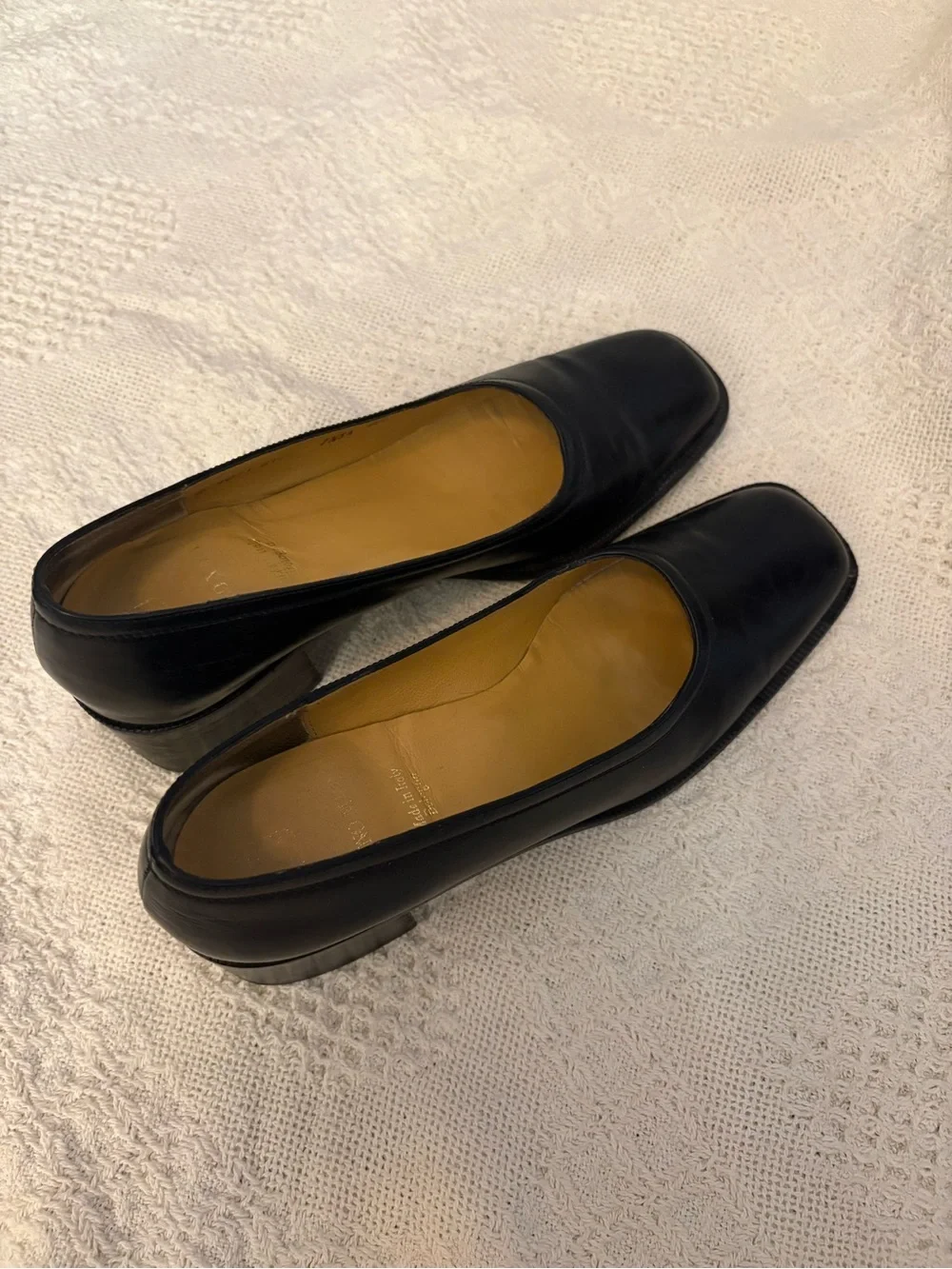 Bruno Magli Black Leather Mid Block Heel Pumps